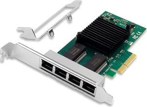 1.25G Gigabit Ethernet NIC with Intel I350AM4 Controller, 1Gb PCI-E Network Card Compare to Intel I350-T4 Ethernet Converged Network Adapter, Quad RJ45 Copper Ports, PCI Express X4