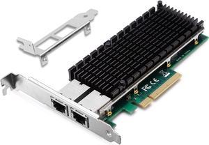 10Gb Ethernet NIC with Intel X540-BT2 Controller, 10G PCI-E Network Card Compare to Intel X540-T2 Converged Network Adapter, Dual RJ45 Copper Ports, PCI Express X8