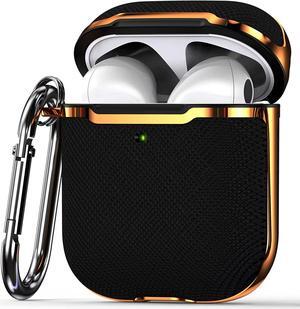 Premium Protection Case Cover Anti-Scratch Full-Body Slim and Lightweight for Airpod Charging Case Compatible with Apple Airpod 1st & 2nd Generation (Black/Gold)