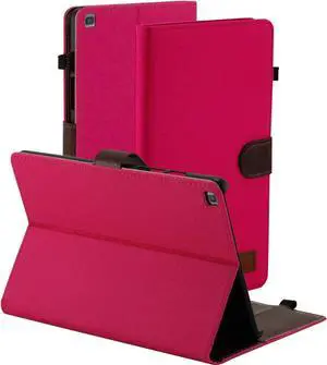 Galaxy Tab A 10.1 T510 Case, Premium PU Portfolio Canvas, Lightweight Slim Protection Case Cover for Samsung Galaxy Tab A 10.1 [2019] SM-T510 SM-T515 (Hot Pink)