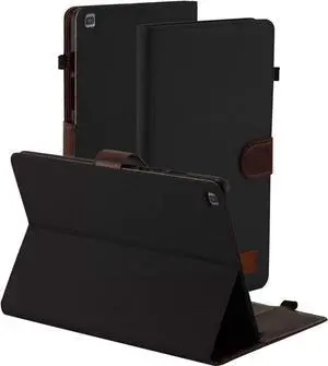 Galaxy Tab A 10.1 T510 Case, Premium PU Portfolio Canvas, Lightweight Slim Protection Case Cover for Samsung Galaxy Tab A 10.1 [2019] SM-T510 SM-T515 (Black)