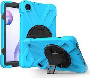 Galaxy Tab A 8.4 Case, T307/T307U 2020, Heavy Duty Shockproof Durable Case, Stand, Handstrap, Carrying Strap Sling for Samsung Galaxy Tab A 8.4 SM-T307 SM-T307U SMT307 {Shield Light Blue
