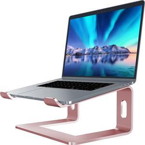 Laptop Stand, Aluminum Computer Riser, Ergonomic Laptops Elevator for Desk, Metal Holder Compatible with 10 to 15.6 Inches Notebook Computer, Gold Pink