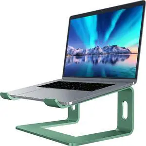 Laptop Stand, Aluminum Computer Riser, Ergonomic Laptops Elevator for Desk, Metal Holder Compatible with 10 to 15.6 Inches Notebook Computer, Green