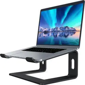 Laptop Stand, Aluminum Computer Riser, Ergonomic Laptops Elevator for Desk, Metal Holder Compatible with 10 to 15.6 Inches Notebook Computer, Black