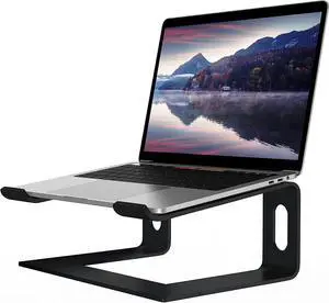 Laptop Stand for Desk, Aluminum Computer Riser, Ergonomic Notebook Holder, Detachable Metal Laptops Elevator, PC Cooling Mount Support 10 to 15.6 Inches Notebook, Black