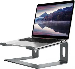Laptop Stand for Desk, Aluminum Computer Riser, Ergonomic Notebook Holder, Detachable Metal Laptops Elevator, PC Cooling Mount Support 10 to 15.6 Inches Notebook, Grey