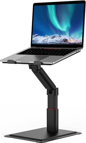 Laptop Stand for Desk, Adjustable Height Multi-Angle for Sit to Stand Working, Ergonomic Metal Riser with Stable Heavy Base, Large Holder for 10 to 17.3 Inches Notebook PC Computer, Black