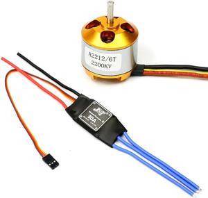 BGNing 2212 2200kv Brushless Motor Outrunner W/Mount 6t + 30a ESC Controller for Drone Rc Quadcopter Multi Copter UFO