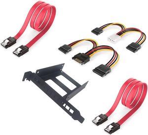 Metal PCI Slot 2.5inch IDE/SATA/SSD/HDD Mounting Bracket Rear Panel Mount Bracket Hard Drive Adapter Tray Caddy with Sata Data Cable (Full w Red Cable)