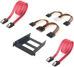Metal PCI Slot 2.5inch IDE/SATA/SSD/HDD Mounting Bracket Rear Panel Mount Bracket Hard Drive Adapter Tray Caddy with Sata Data Cable (Half w Red Cable)