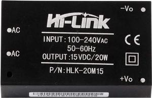 HI-Link HLK-20M15 AC-DC 220V to 15V 20w Step-Down Power Supply Module Intelligent Household Switch Power Supply Module (5 PCS)