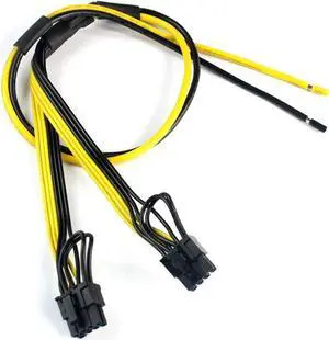 PCIe Graphics Video Card Power Cable Dual 8pin 6+2pin DIY Splitter Cord 12AWG+18AWG for Server Power Supply (1Piece)