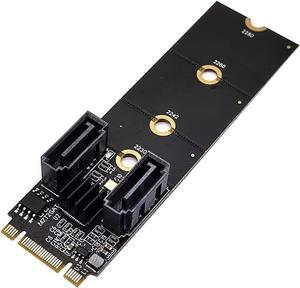 M.2 (A+E Key) Card NGFF to 2 Ports SATA3.0 / 6G Extention Card Hard Disk Drive-Free JMB582 (Long Version)
