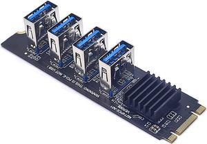 USB3.0 Graphics Card M.2 NVME Key-M to 4-Port PCI-E Adapter Expansion Card