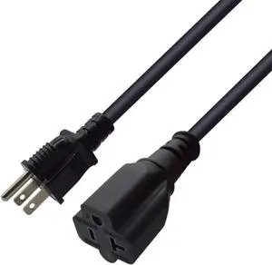 Heavy Duty Nema 15 Amp to 20 Amp Household AC Power Extension Cord UL/ETL Listed Nema 5-15P/5-20P to 5-15R/5-20R AC Plug Adapter 18AWG 125V 15A (1FT 5-15P to 5-20R UL)