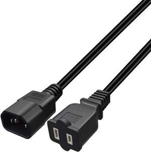 1FT C14 Male PDU Style Computer Power Extension Cable Y Splitter Power Plug Cord (C14 to 1-15P)