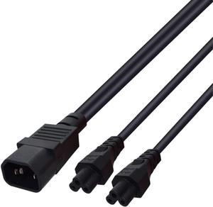 1FT C14 Male PDU Style Computer Power Extension Cable Y Splitter Power Plug Cord (C14 to C5+C5)