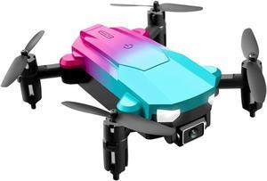 KK9 Mini RC Colorful Drone 4K HD Dual Camera with One Key Return FPV Professional Optical Avoidance Drone Foldable Quadcopter Toy for Beginners (Blue,No Camera 3 Battery)