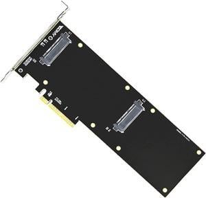 PCIE Riser U.2 to PCI Express3.0 X4 X8 Expansion Card Adapter Interface Gen3 Transfer Card Hard Drive Computer Components Expansion for Server U.2 NVMe SSD (Pcie to U.2 Dual Disk)