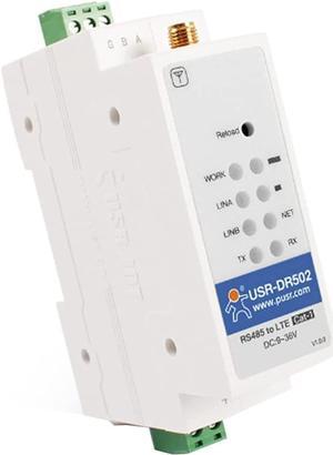 USR-DR502-E Wide Range 4G LTE Cat 1 Modem 9-36V Cost-Effective DIN-Rail with Sim Card Slot Support RS485 Serial Port Built-in 35 Mm DIN Rail Seat (No Power Supply)