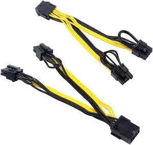 BGNing 2 Pack 8pin to Dual PCIe 8 Pin (6+2) Graphics Card PCI-E Cable Power Splitter Cable GPU/CPU 18AWG Wire 15cm BGNing 2 Pack 8pin to Dual PCIe 8 Pin (6+2) Graphics Card PCI-E Cable Power Splitter Cable GPU/CPU 18AWG Wire 15cm