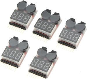 50PCS 1-8s Lipo Battery Voltage Tester ,Volt Meter Indicator Checker with Dual Speaker Low Voltage Buzzer Alarm for 1-8s Lipo/Li-ion/LiMn/Li-Fe