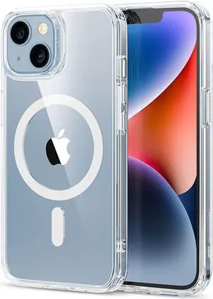 for iPhone 14 Case/iPhone 13 Case, Compatible with MagSafe, Shockproof Military-Grade Protection, Magnetic Phone Case for iPhone 14/13, Classic Hybrid Case (HaloLock), Clear