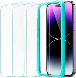 ESR for iPhone 14 Pro Max Screen Protector, Easy Installation Frame, Military-Grade Protection, Ultra Tough, Scratch Resistant, Tempered-Glass Screen Protector for iPhone 14 Pro Max, 3 Pack