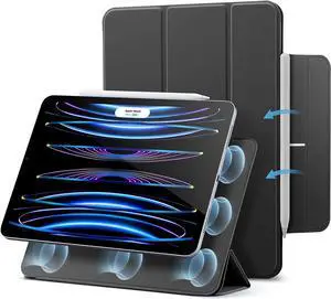 ESR for iPad Pro 11 Inch Case, iPad 11 Pro Case (2022/2021/2020, 4th/3rd/2nd Generation), Convenient Magnetic Attachment, 2-Way Stand, Full Pencil 2 Support, Rebound Magnetic Case, Black