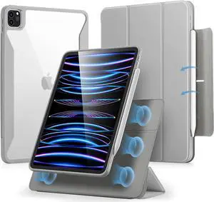 ESR for iPad Pro 11 Inch Case (2022/2021), iPad Pro 11 Case 4th/3rd Generation with Pencil Holder, Detachable Magnetic Cover, Vertical Stand, Auto Wake/Sleep, Rebound 360 Series, Grey