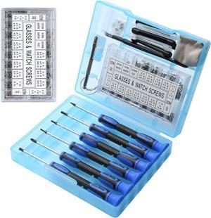 Kingsdun Eyeglass Repair Kit with Nose Pads, Glasses Precision Screwdriver Tools Set with 1200PCS Screws and Curved Tweezer for Eyeglass, Sunglass, Spectacles & Watch Clock Repair (Upgrade)