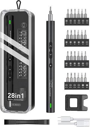 Kingsdun Precision Electric Screwdriver, Power Screwdriver Set with Magnetic Bits, Rechargeable Repair Tool Kit for Camera Conputers Laptops Toys (28 - Black)