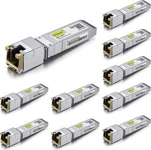 80-Meter, 10GBase-T SFP+ to RJ45 Transceiver, RJ45 to SFP+ Copper Ethernet CAT.6a Module, for  SFP-10G-T-80, Ubiquiti UniFi, Netgear AXM766, D-Link, Supermicro, Broadcom and More, Pack of 10