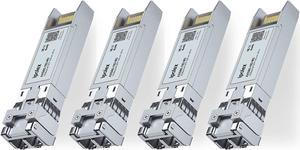 4 Pack 10GBase-SR SFP+ to LC Multimode Transceiver, 10G SR Fiber Module for  SFP-10G-SR, Meraki MA-SFP-10GB-SR, UniFi UF-MM-10G, Mikrotik, Fortinet, Netgear, D-Link, TP-Link (MMF, 850nm, 300m)