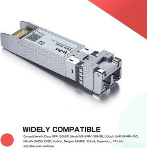 10GBase-SR SFP+ to LC Multimode Transceiver, 10G SR Fiber Module for  SFP-10G-SR, Meraki MA-SFP-10GB-SR, Ubiquiti UniFi UF-MM-10G, Mikrotik, Fortinet, Netgear, D-Link (MMF, 850nm, 300m)