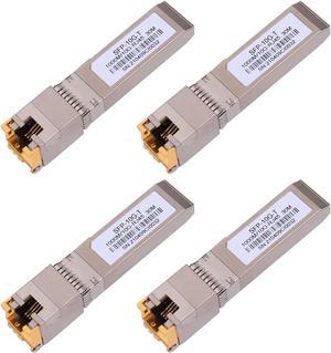 4PACK 10G SFP+ RJ45 Copper Transceiver, 10G T Copper Module 10GBase-T SFP CAT.6a/7 up to 30 Meters Compatible with ,Ubiquiti,Netgear,D-Link,Supermicro,TP-Link,Broadcom Mikrotik,Unifi