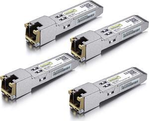 1000BASE-T SFP to RJ45 Copper Ethernet Module, Gigabit SFP-T Transceiver for  SFP-GE-T, Meraki, Fortinet, Ubiquiti UniFi UF-RJ45-1G, D-Link, Supermicro, Netgear, TP-Link and More, Pack of 4