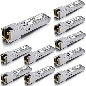 10/100/1000Base-T Copper SFP, Auto-Negotiation SFP to RJ45 Mini-GBIC Transceiver, Compatible with  GLC-T/SFP-GE-T, Pack of 10