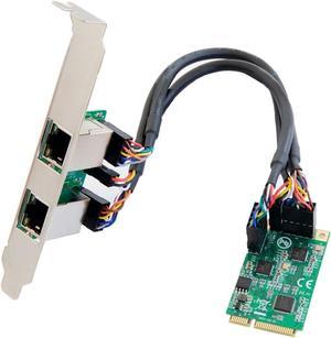 IO CREST Dual 2.5 Gigabit Mini PCIe Ethernet Network Expansion Card, Green (SI-MPE24079)