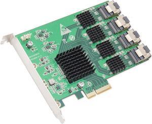 IO Crest 16 Port SATA III PCIe 2.0 x2 Controller Card Green, SI-PEX40097