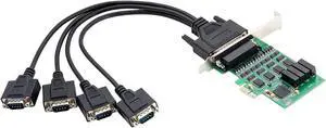 IO Crest 4 Port RS-232 Serial PCIe 2.0 X1 Controller Card Components SI-PEX15042