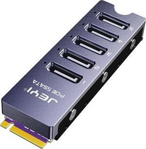 JEYI NVMe M.2 to 5 Sata Adapter, Internal 5 Port Non-RAID SATA III 6GB/s M.2 NVMe Adapter Card for Desktop PC Support SSD and HDD