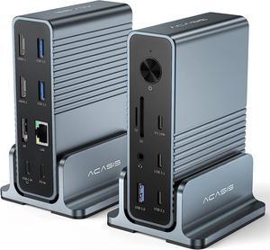 USB C Docking Station 3 Monitors, 100W PD Charging for Laptop & Phone, 2 * 4K HDMI, 1*DP 4K@60Hz, 2*USB 3.1, 3*USB 3.0, LAN, SD/TF, Audio, Universal Laptop Docking Station for Mac/Windows