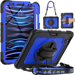iPad Mini 5/4 Case 7.9 Inch for Kids, iPad Mini 5th/4th Gen Case Sturdy Shockproof Full-Body Protective Case with Screen Protector, Rotating Kickstand, Hand/Shoulder Strap - Camo/Purple