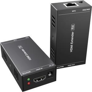 HDMI Extender 165ft Over Single Cat5e/6, Extend 1080P@60Hz Video, Transmit Audio Video Synchronously, Support 3D, POC, EDID