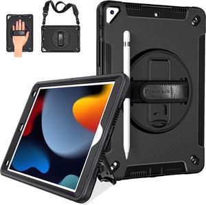 Case for iPad 10.2 9th Generation 2021: Military Grade Heavy Duty Shockproof Cover for iPad 10.2 Inch 2021- Rotating Stand - Hand/Shoulder Strap