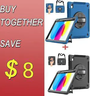 Case for iPad 10th Generation 2022: iPad 10.9 inch Cover with Pencil Holder Hand Strap Military Grade Heavy Duty Shockproof Case for iPad 10th Gen 10.9