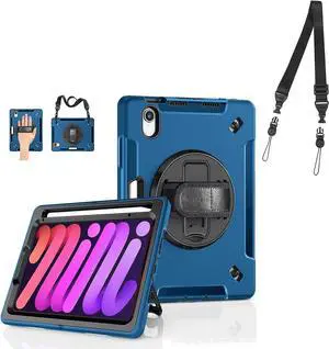Case Compatible with Mini 6 Case 2021: Military Grade Heavy Duty Shockproof Protective Cover for Mini 6th Generation 8.3 Inch-Blue