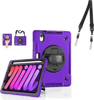 Case Compatible with Mini 6 Case 2021: Military Grade Heavy Duty Shockproof Protective Cover for Mini 6th Generation 8.3 Inch-Purple